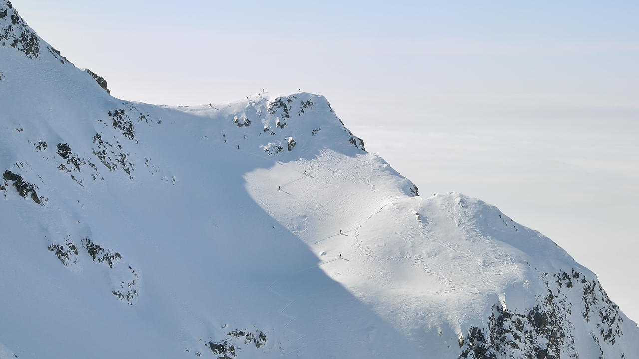 DSC_1157.jpg - Un  troupeau de skieurs vers le Rocher Gris (on se demandait s'ils ont trouvé de la meilleur neige)