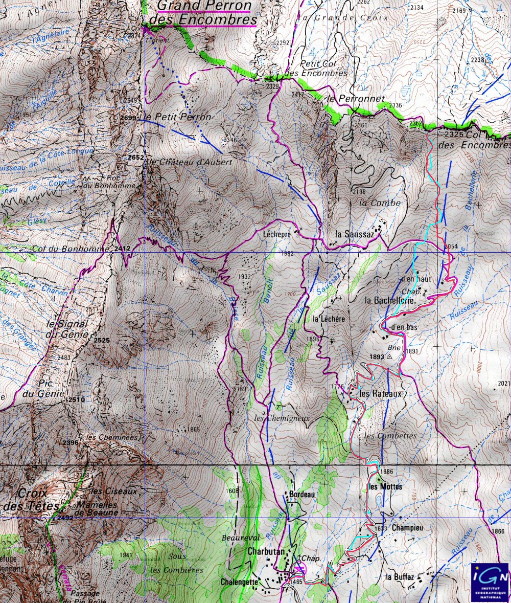 20131111-000-trace-EncombreSki.jpg - la trace: montee en rouge, descente en bleu (c'est plus cool)