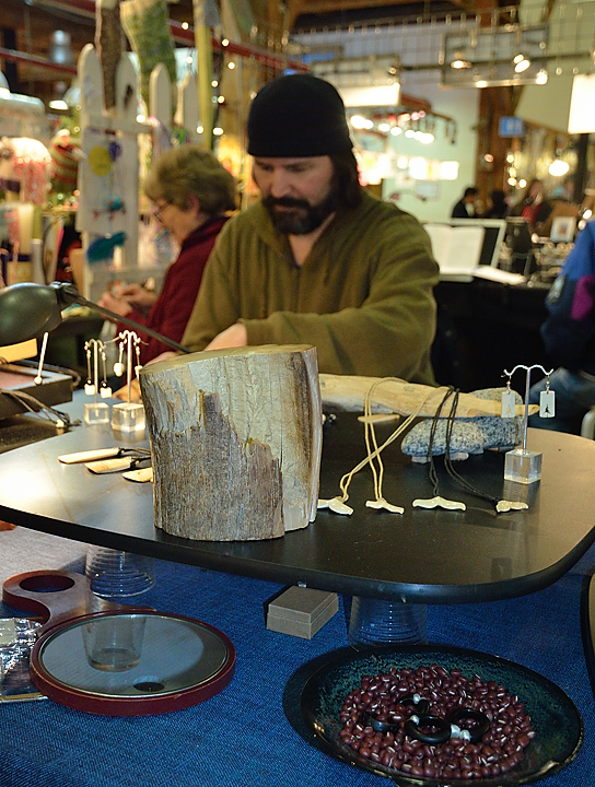 20131209-146-VancouverRTSS.jpg - On Granville Island: necklaces and other accessories from Mammoth tusk