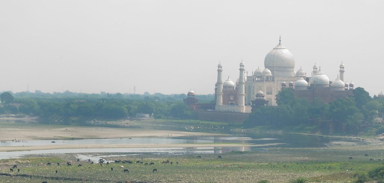20141015-061-Delhi.jpg - View from the Red Fort on theYamuna river and theTaj Mahal