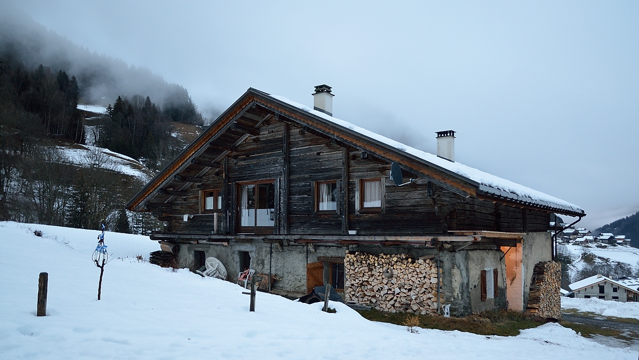 20150110-001-GrandeJournee.jpg - Quelques chalets proches du Planey ... il fait bien gris en partant