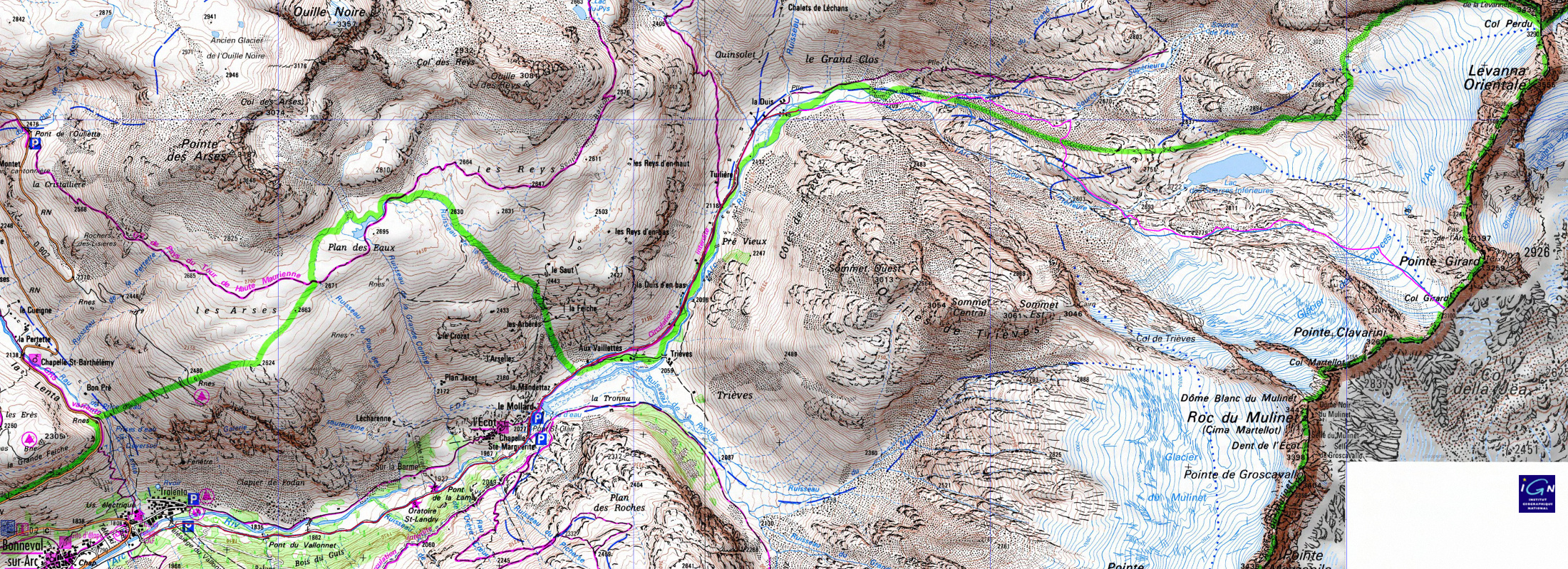 20160319-000-ColGirard-trace-j1+2.jpg - Trace des deux jours : pour ceux qui ne savent pas encore, la montée est toujours dans un ton rouge (car ca chauffe) et la descente dans un ton bleu (car c'est comme ça) ... et sur une route ou un chemin étroit on voit en général une seule des 2 traces ...