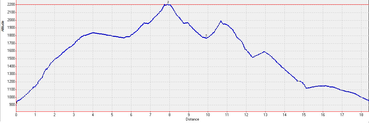 20160703-000-GargasValjoufrey-profile.jpg - Le profile. Meme si la trace inclue quelques points erratiques, les altitudes sont bonnes. il y a bien deux remontees dans la descente : presque 100m entre les combes de l'Eterpat et de la Gorge, puis une plus petite sur le chemin d'exploitation pour revenir sur la Combe de Villard