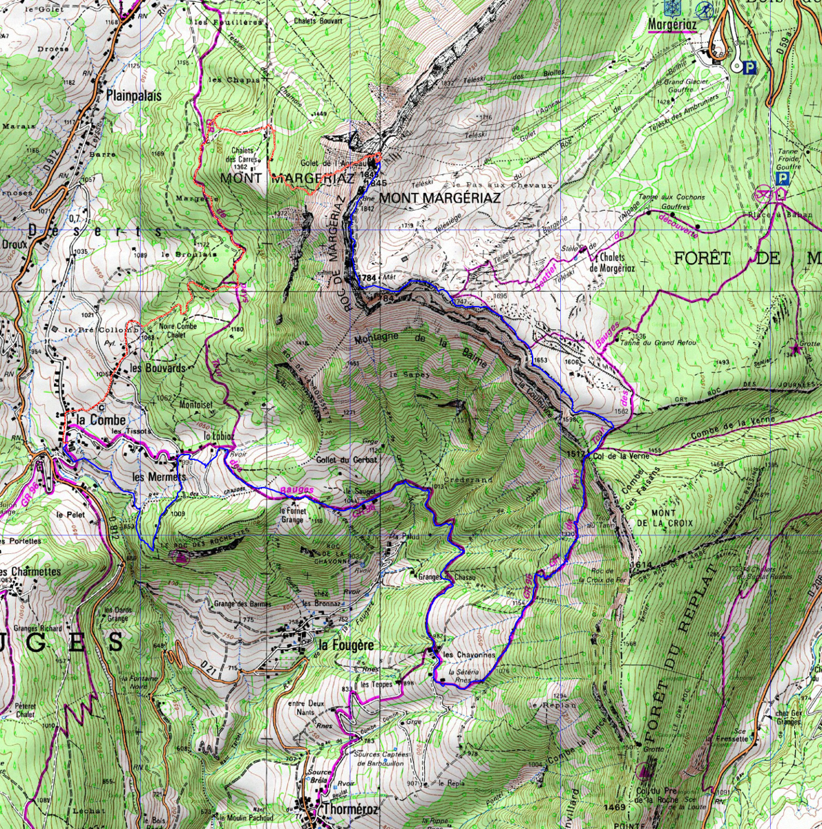 20161126-000-Margeriaz-carte.jpg - La trace : un joli tour, tout au sec mais presque toute la montee dans le brouillard