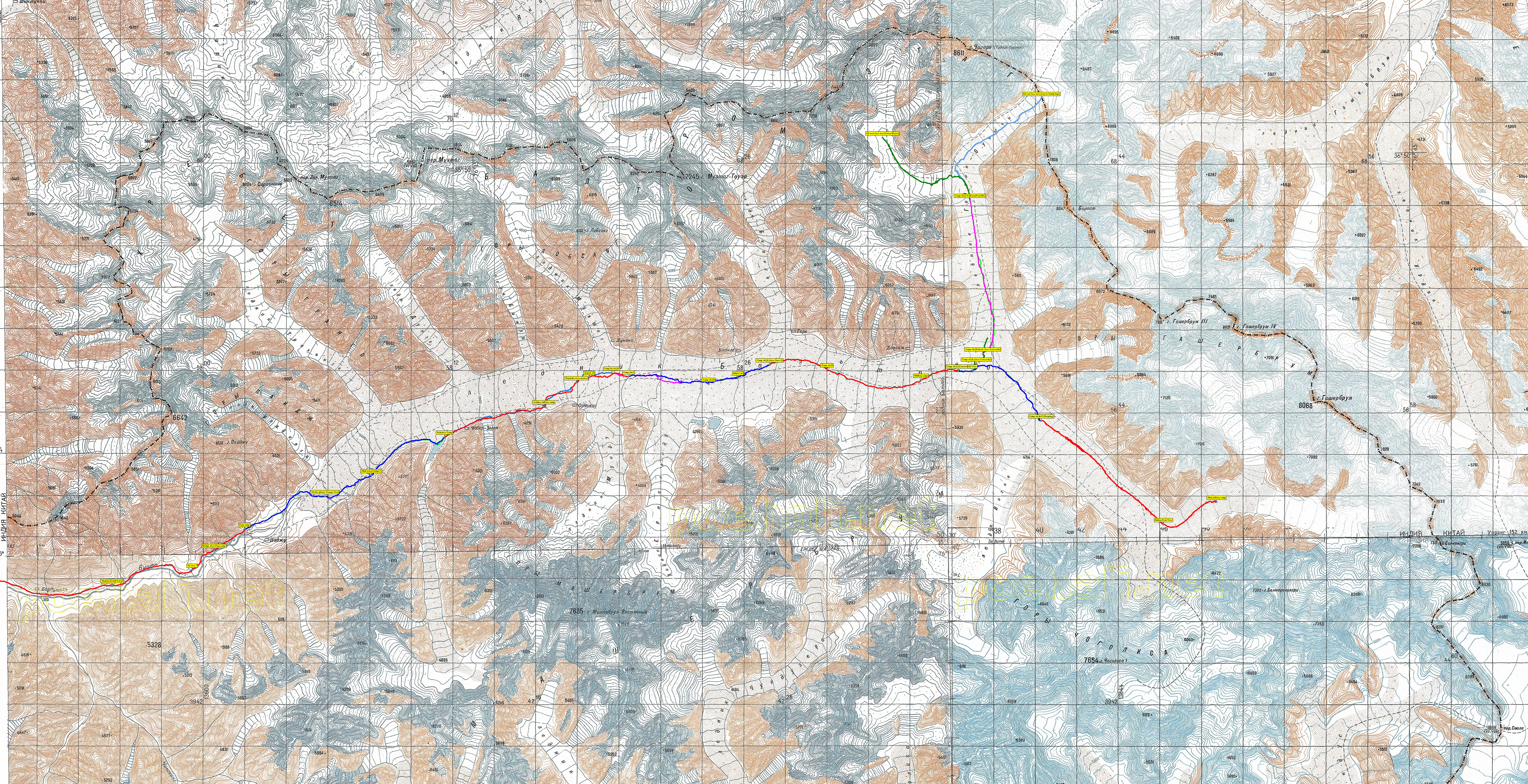 Baltoro-2-RussianMap.jpg - The "Russian Map" showing the upper part of the trek and the ski tour