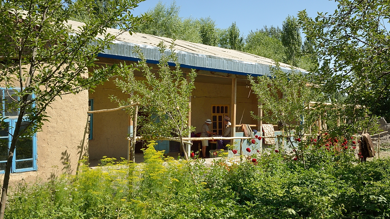 Tadjikistan-J13-2012-08-03-026-ShakristoPiedCol.jpg - All houses in this village look the same way, and each one has a little garden and orchard 
